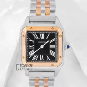 "Two Tone Yellow Gold Watch With Black Dial "