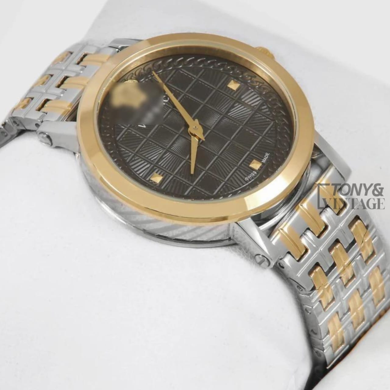 TWO TONE YELLOW GOLD WITH BLACK DIAL LADIES WATCH - Image 2
