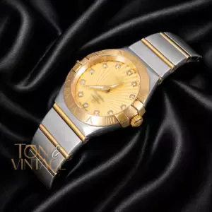 Two Tone Yellow Gold With Dial Stone Figure Ladies Watch