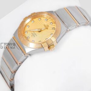 Two Tone Yellow Gold With Dial Stone Figure Ladies Watch