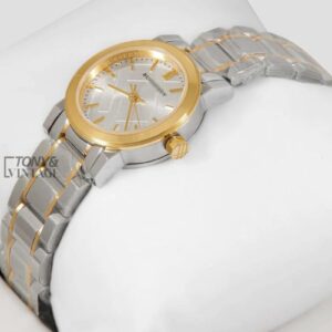 Two Tone Yellow Gold With White Dial Ladies Watch.