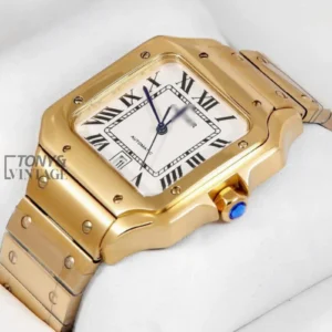Yellow Gold Automatic Watch With White Dial