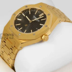 Yellow Gold Black Dial Chain Watch