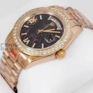 "Yellow Gold Black Neon Dial Automatic Watch "