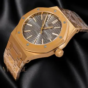 Yellow Gold Gray Dial Chain Watch