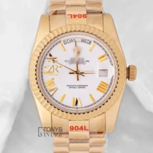 Yellow Gold White Dial Roman Figure Automatic Watch