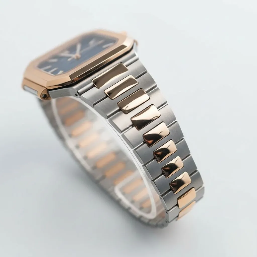 Two tone Rose Gold Blue Dial Watch - Image 2