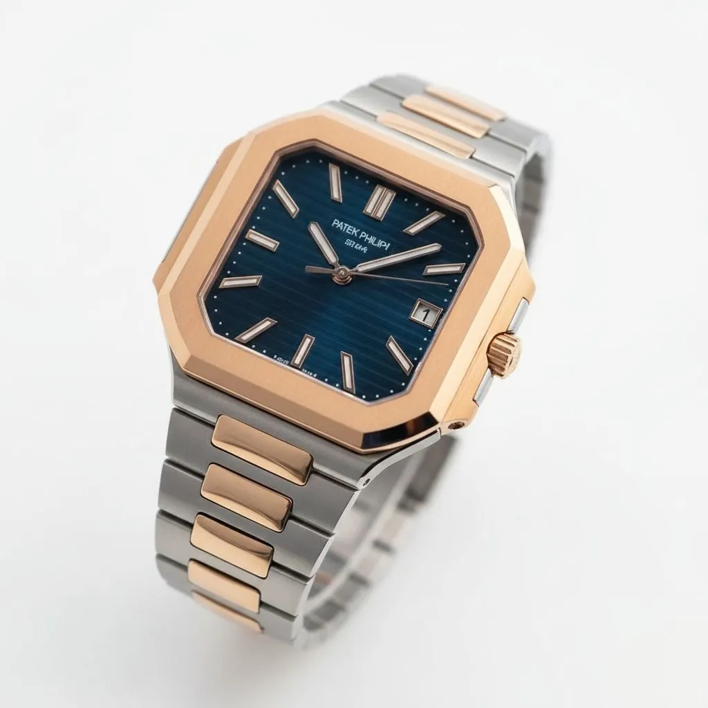 Two tone Rose Gold Blue Dial Watch