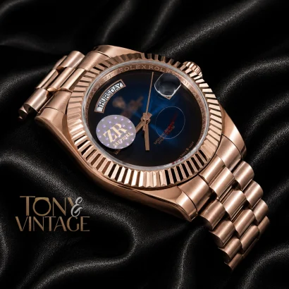All Rose Gold Deep Blue Dial Automatic Watch