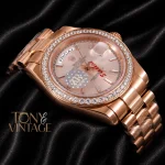 All Rose Gold Stone Bezel Automatic Watch
