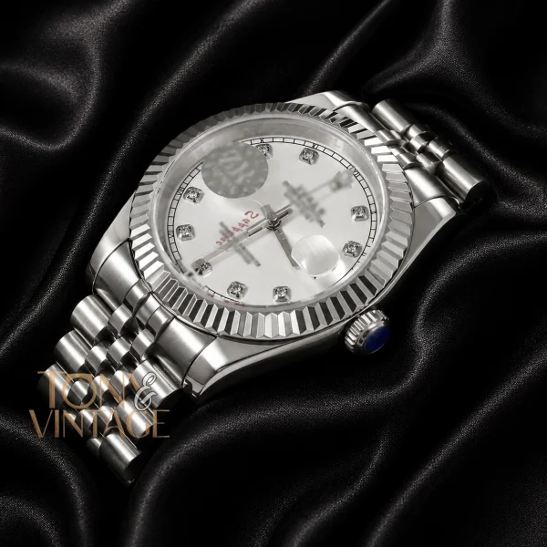 All Silver Automatic Watch with Dial