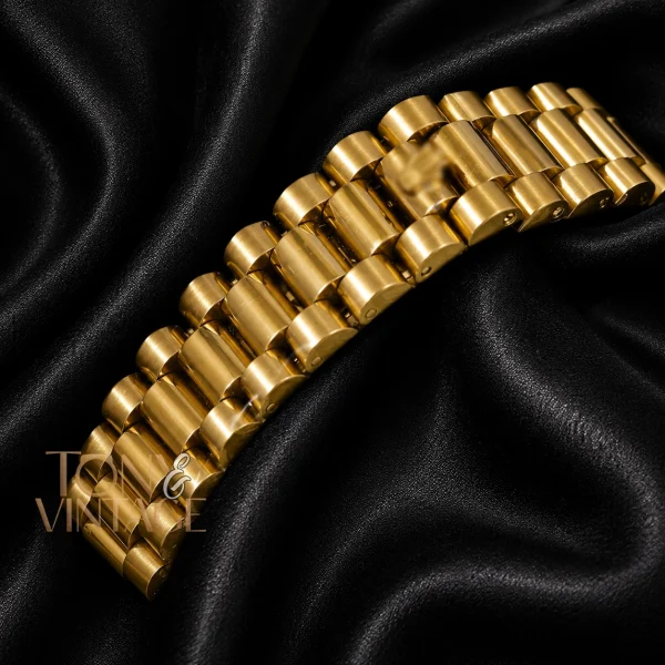 All Yellow Gold Automatic Watch with Roman Dial and Fluted Bezel