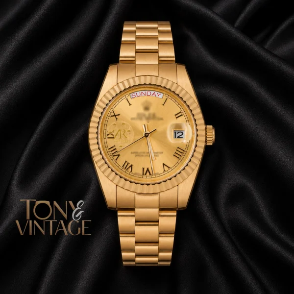 All Yellow Gold Dial Roman Figure Automatic Watch1 copy