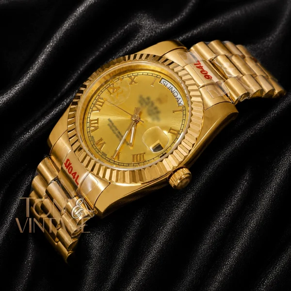 All Yellow Gold Dial Roman Figure Automatic Watch