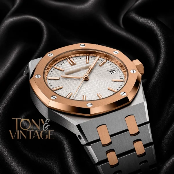 Two Tone White Dial Watch