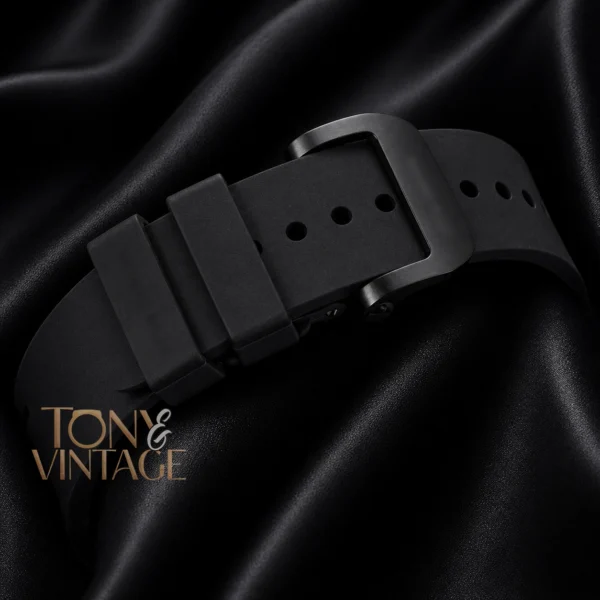 Black Chronograph Watch With Rubber Strap