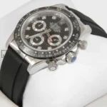 Chronograph 40 Silver Case Ceramic Bezel Black Dial & Black Rubber Strap