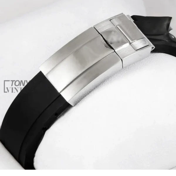 Chronograph 40 Silver Case Ceramic Bezel Black Dial & Black Rubber Strap
