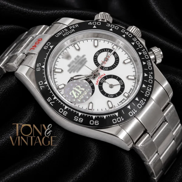 Chronograph 40 Silver White Dial Bezel2