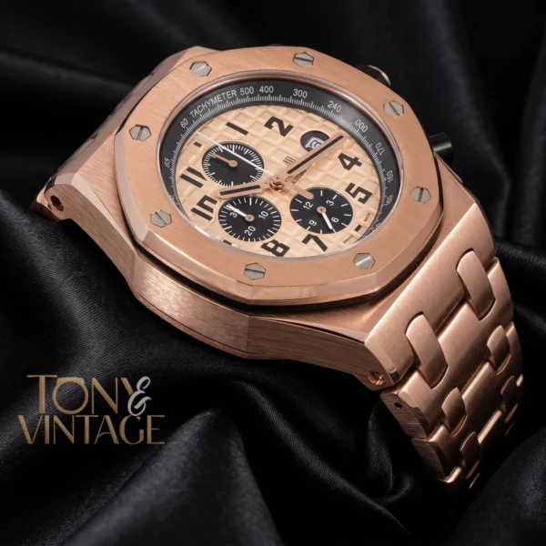 Chronograph All Rose Gold Dial Chain Watch 2 copy