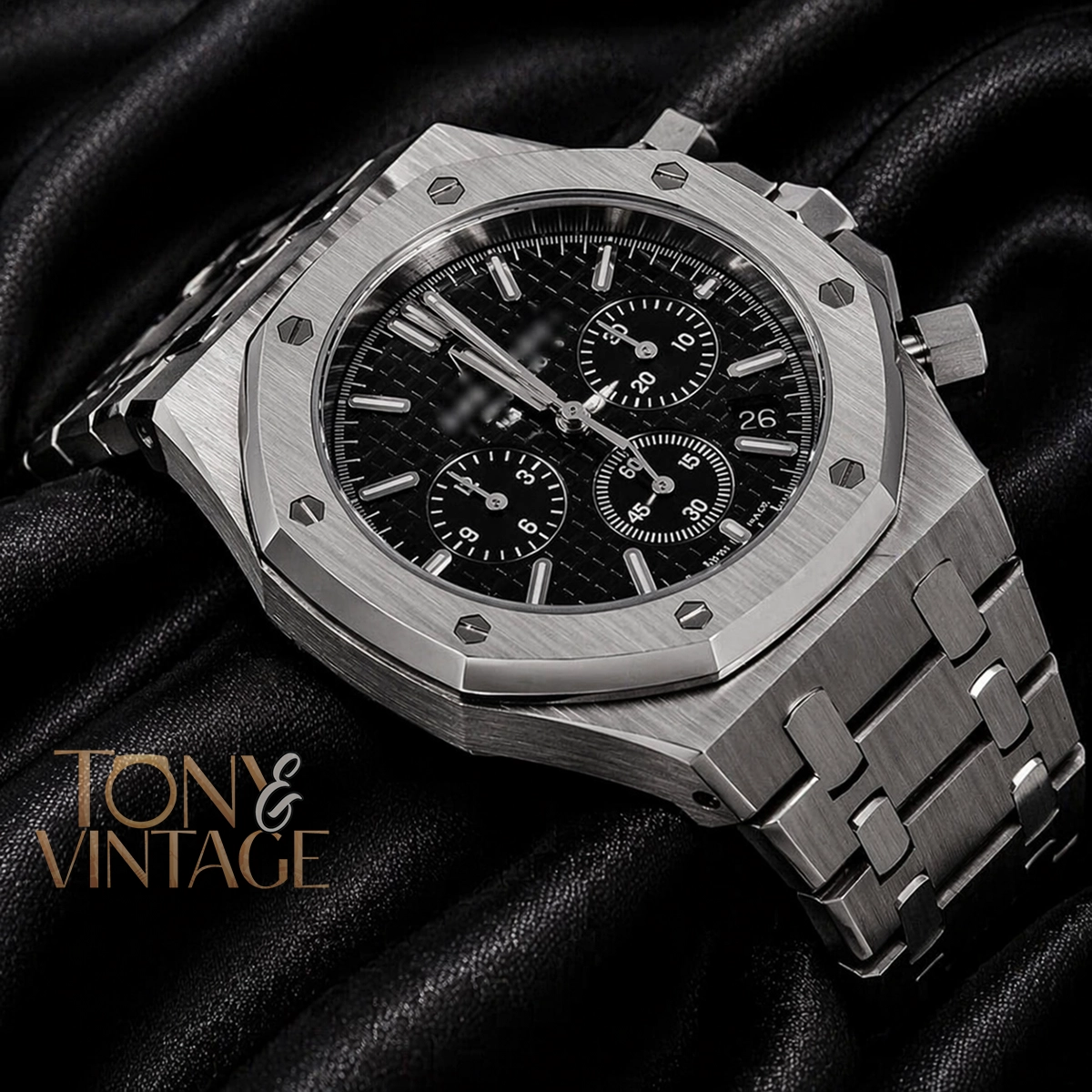 Chronograph Silver Black Dial 2 copy