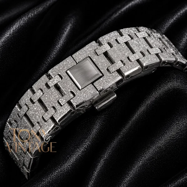 Chronograph Silver Black Dial Chain Watch