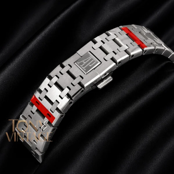 Chronograph Silver Black Dial Stone Bezel