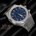 Chronograph Silver Blue Texture Dial Chain Watch