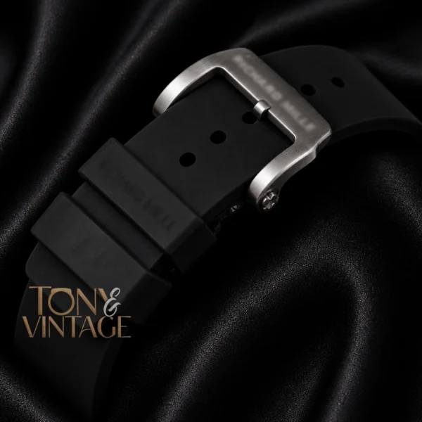 Chronograph Silver Watch With Black Rubber Strap