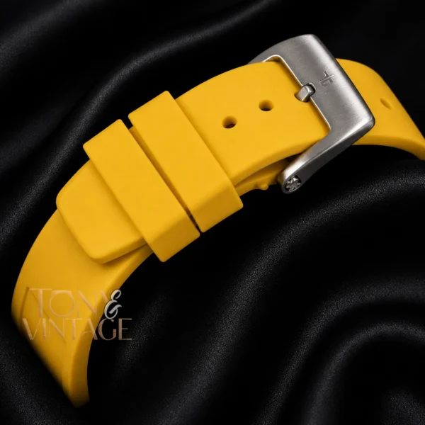 Chronograph Silver Watch With Yellow Rubber Strap