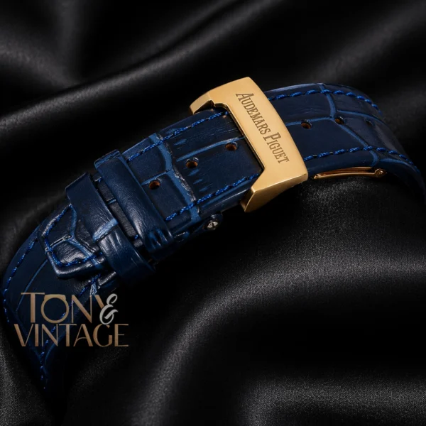 Chronograph Yellow Gold Blue Dial Leather Strap