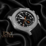 Down Second Silver Watch with Black Dial and Rubber Strap