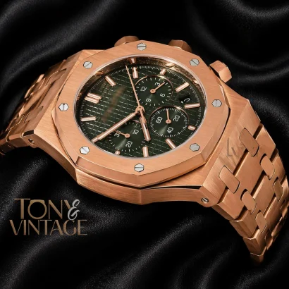 Oak Chronograph Rose Gold Green Dial