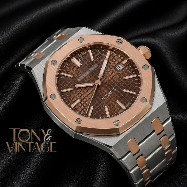 Oak Two Tone Rose Gold Brown Dial 2 copy