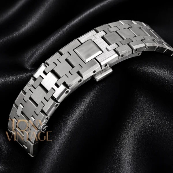 Perpetual Calendar Silver Black Skeleton Dial Automatic Watch