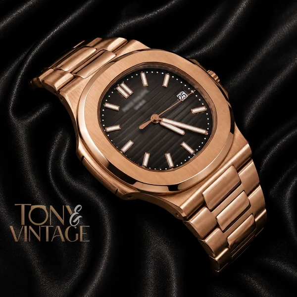 Rose Gold Automatic Watch with Charcoal Gray Dial 2 copy