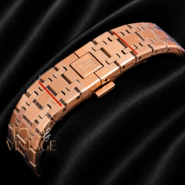 Rose Gold Black Skeleton Dial Stone Bezel