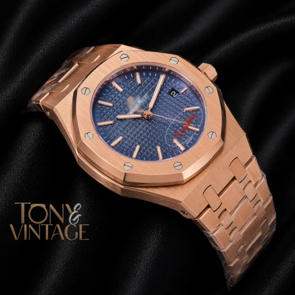 Rose Gold Blue Dial Chain Watch 2 copy