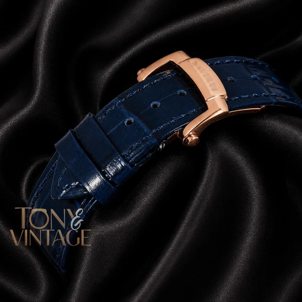 Rose Gold Case Blue Dial Leather Strap