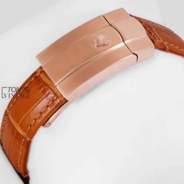"Rose Gold Case Chocolate Brown Dial & Leather Strap Automatic Watch "