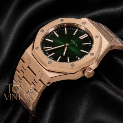 Rose Gold Green Dial Automatic Watch
