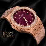 Rose Gold Purple Dial Stone Bezel