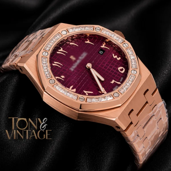 Rose Gold Purple Dial Stone Bezel 2 copy
