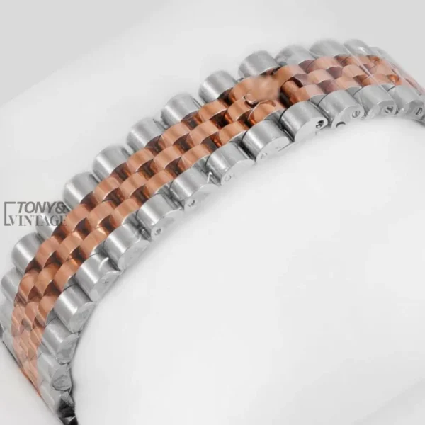 Rose Gold Two Tone White Dial & Stone Figure
