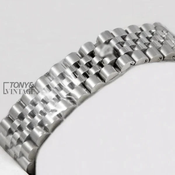 Silver Automatic Watch with Black Dial and Stone Numerals