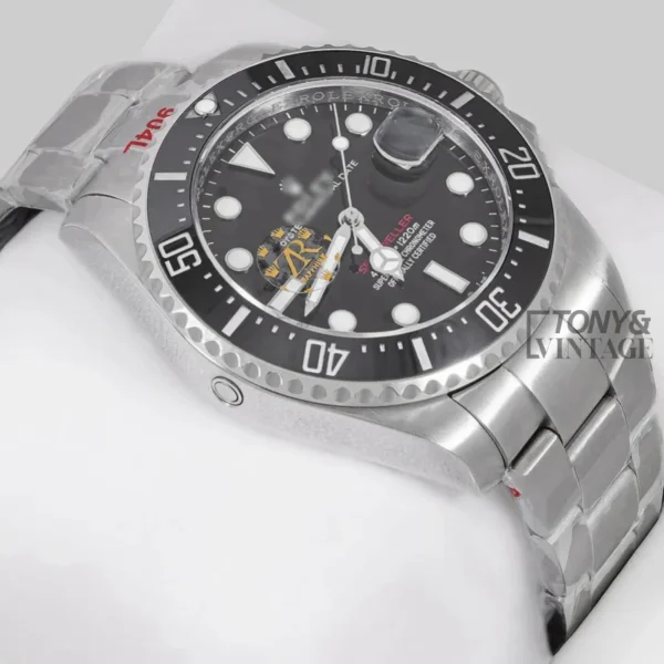 Silver Automatic Watch with Black Dial