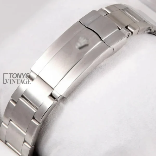 Silver Automatic Watch with Blue Dial
