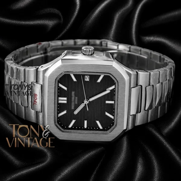 Silver Automatic Watch with Gray Dial