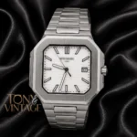 Silver Automatic Watch with White Dial