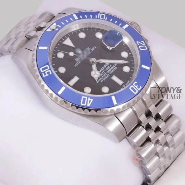 Silver Black Dial & Blue Bezel Automatic Watch